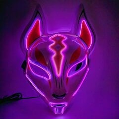 Halloween Fox Mask Cosplay Party LED Glow Mask Japanilainen Anime Fox Mask Värikäs Neon Light EL Mask Glow In The Dark Club Props hinta ja tiedot | Juhlakoristeet | hobbyhall.fi