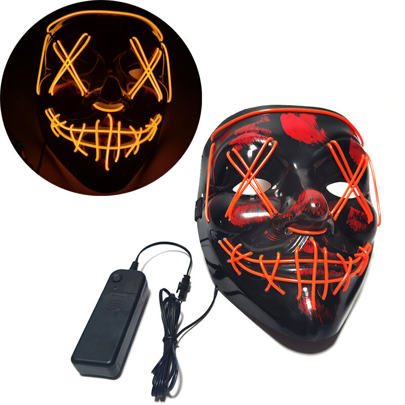 Scary Halloween Mask Cosplay Light Up Purge Halloween Masquerade Party LED-kasvonaamiot lapsille Miesten Naisten Naamio Pimeässä Hehkuva hinta ja tiedot | Juhlakoristeet | hobbyhall.fi