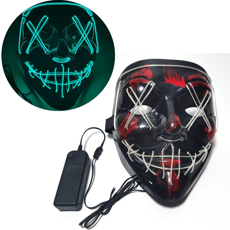 Scary Halloween Mask Cosplay Light Up Purge Halloween Masquerade Party LED-kasvonaamiot lapsille Miesten Naisten Naamio Pimeässä Hehkuva hinta ja tiedot | Juhlakoristeet | hobbyhall.fi