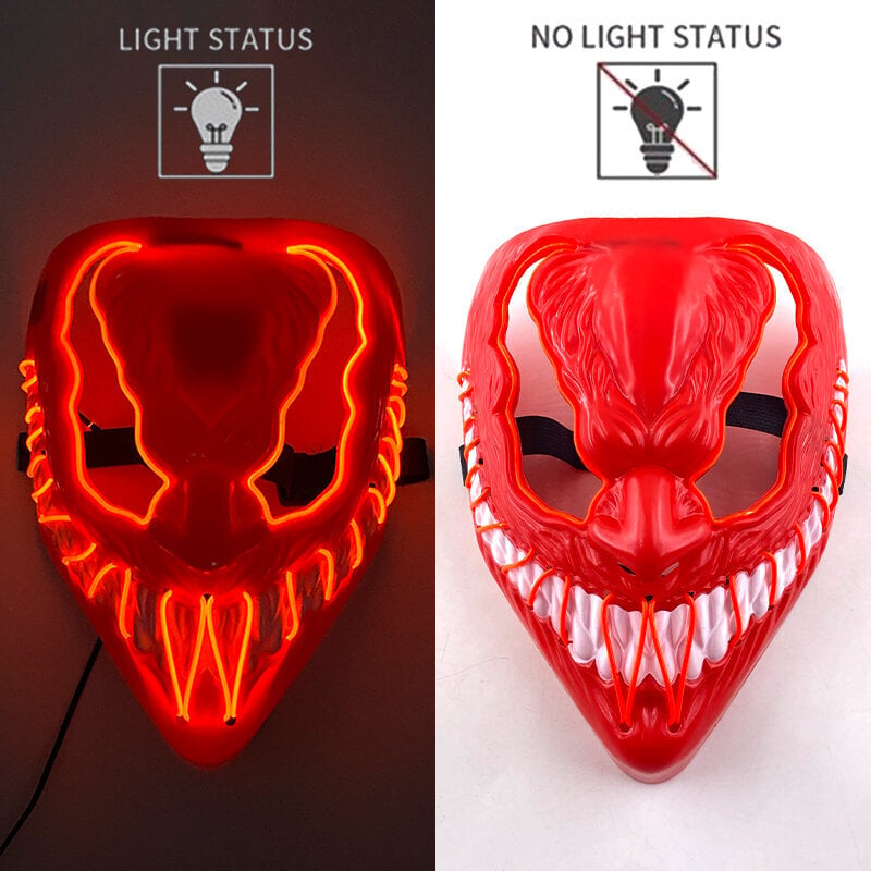 Halloween Horror Cosplay LED Light Mask -asu Hehkuva Naamiaisnaamio Valaiseva aikuisten naamio festivaalijuhlasisustukseen hinta ja tiedot | Juhlakoristeet | hobbyhall.fi