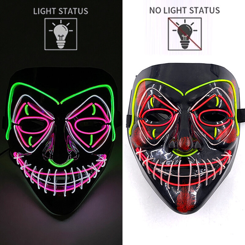 Halloween Horror Cosplay LED Light Mask -asu Hehkuva Naamiaisnaamio Valaiseva aikuisten naamio festivaalijuhlasisustukseen hinta ja tiedot | Juhlakoristeet | hobbyhall.fi