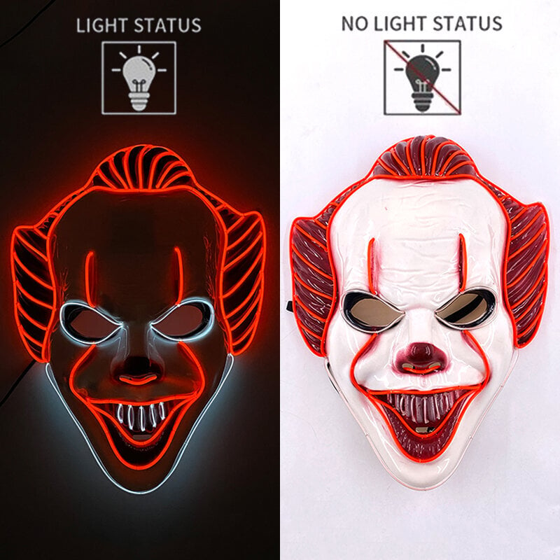 Halloween Horror Cosplay LED Light Mask -asu Hehkuva Naamiaisnaamio Valaiseva aikuisten naamio festivaalijuhlasisustukseen hinta ja tiedot | Juhlakoristeet | hobbyhall.fi