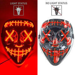 1P Scary Halloween Colplay Carnival Light Up Movie Mask Halloween Masquerade Party LED-naamarit pimeässä hehkuvalle aikuisten naamiolle hinta ja tiedot | Juhlakoristeet | hobbyhall.fi