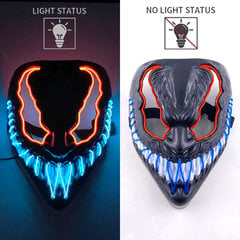 1P Scary Halloween Colplay Carnival Light Up Movie Mask Halloween Masquerade Party LED-naamarit pimeässä hehkuvalle aikuisten naamiolle hinta ja tiedot | Juhlakoristeet | hobbyhall.fi