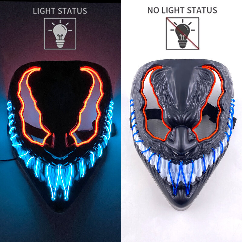 1P Scary Halloween Colplay Carnival Light Up Movie Mask Halloween Masquerade Party LED-naamarit pimeässä hehkuvalle aikuisten naamiolle hinta ja tiedot | Juhlakoristeet | hobbyhall.fi