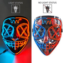 1P Scary Halloween Colplay Carnival Light Up Movie Mask Halloween Masquerade Party LED-naamarit pimeässä hehkuvalle aikuisten naamiolle hinta ja tiedot | Juhlakoristeet | hobbyhall.fi