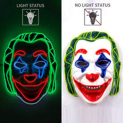 1P Scary Halloween Colplay Carnival Light Up Movie Mask Halloween Masquerade Party LED-naamarit pimeässä hehkuvalle aikuisten naamiolle hinta ja tiedot | Juhlakoristeet | hobbyhall.fi