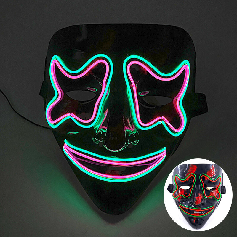 Karnevaalinaamiot Cosplay-asutarvikkeet Halloween Neon Led Purge Mask -naamio Scary Party Masks Kevyt valoisa pimeässä hinta ja tiedot | Juhlakoristeet | hobbyhall.fi