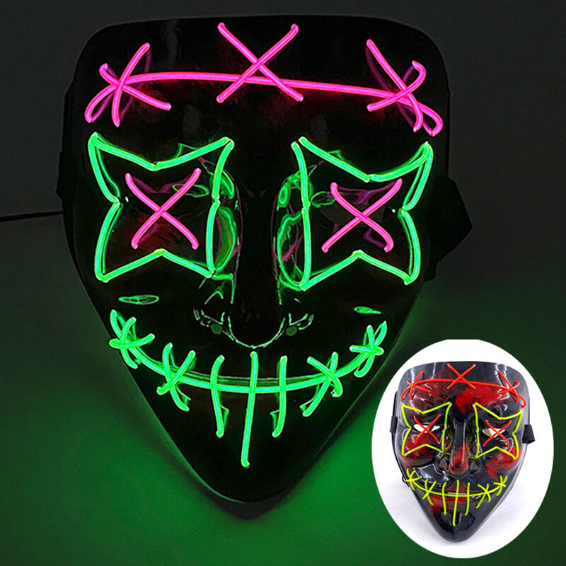 Karnevaalinaamiot Cosplay-asutarvikkeet Halloween Neon Led Purge Mask -naamio Scary Party Masks Kevyt valoisa pimeässä hinta ja tiedot | Juhlakoristeet | hobbyhall.fi