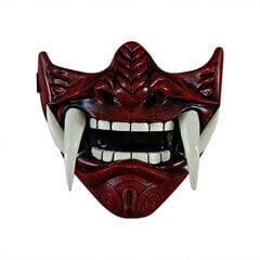 Uusi naamiopeli Half Face Airsoft Oni Mask Halloween маска самур Cosplay Evil Demon Kabuki Samurai Hannya Prajna Resin hinta ja tiedot | Juhlakoristeet | hobbyhall.fi