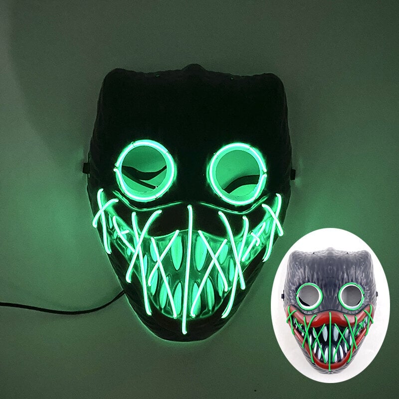 Uusi design valoisa neon EL Party Mask Halloween vilkkuva hauska naamio hehkuu pimeässä yössä Halloween-rekvisiitta naamiainen hinta ja tiedot | Juhlakoristeet | hobbyhall.fi