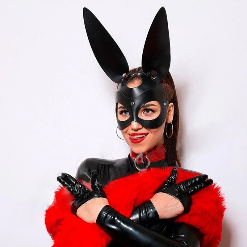 Seksikäs nahkanaamio BDSM Bondage Puolikasvoiset Fancy Naamiot Seksilelut Naisille Miehille Fetish Punk Goth Cosplay Pelit Halloween Bunny Mask hinta ja tiedot | Juhlakoristeet | hobbyhall.fi