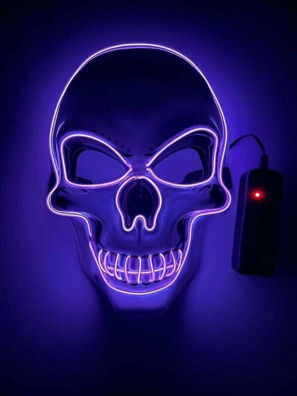 Halloween LED Skull Neon Valaistus Naamio Kauhu Ghost Head Miehet Naiset Hauskat juhlat Valoisa Hehku Tumma Luuranko Cosplay-asun rekvisiitta hinta ja tiedot | Juhlakoristeet | hobbyhall.fi