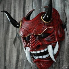 Hannya Demon Mask Japanilainen Oni Samurai Noh Kabuki Red Prajna Latex Masks Unisex Halloween Cosplay Rekvisiitta hinta ja tiedot | Juhlakoristeet | hobbyhall.fi