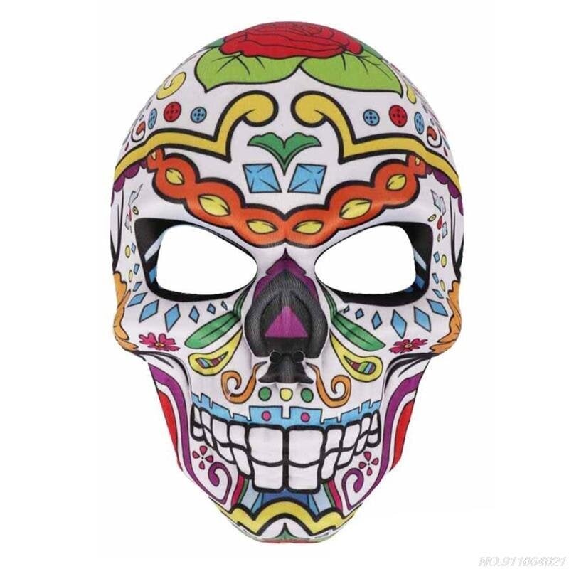 Scary Skull Print Mask Meksikon kuolleiden päivän naamio Halloween-asunaamio Halloween-naamiaisluut -asutarvikkeet dropship hinta ja tiedot | Juhlakoristeet | hobbyhall.fi