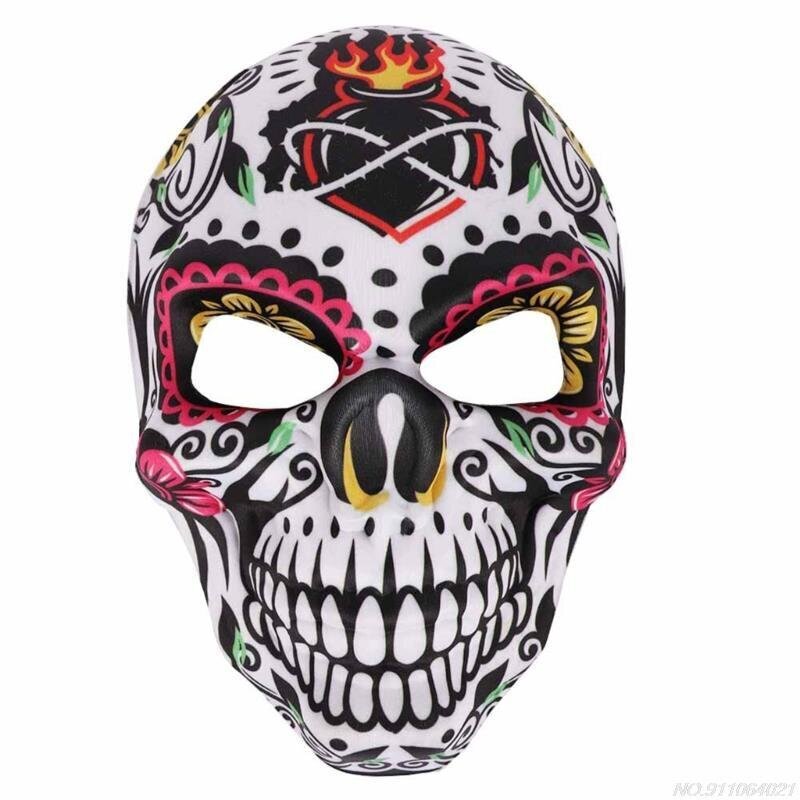 Scary Skull Print Mask Meksikon kuolleiden päivän naamio Halloween-asunaamio Halloween-naamiaisluut -asutarvikkeet dropship hinta ja tiedot | Juhlakoristeet | hobbyhall.fi