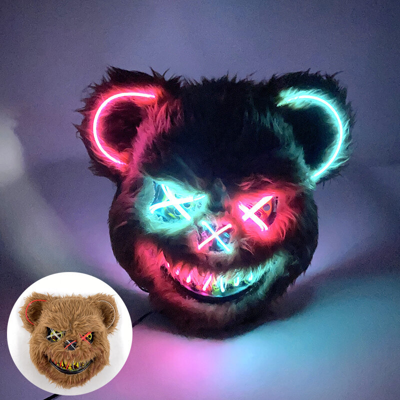 Uusi muotoilu Hehkuva Bloody Rabbit Mask Led Neon Cosplay Karhunaamio Halloween Kauhu Carnival Naamiaiset puku Sisustus Rekvisiitta hinta ja tiedot | Juhlakoristeet | hobbyhall.fi