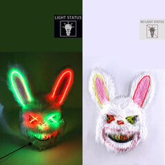 Uusi muotoilu Hehkuva Bloody Rabbit Mask Led Neon Cosplay Karhunaamio Halloween Kauhu Carnival Naamiaiset puku Sisustus Rekvisiitta hinta ja tiedot | Juhlakoristeet | hobbyhall.fi