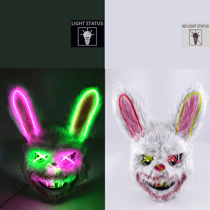 Uusi muotoilu Hehkuva Bloody Rabbit Mask Led Neon Cosplay Karhunaamio Halloween Kauhu Carnival Naamiaiset puku Sisustus Rekvisiitta hinta ja tiedot | Juhlakoristeet | hobbyhall.fi