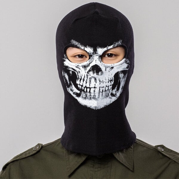 Peli Ghosts Skull Musta Face Mask Cosplay Moottoripyörä Tactical Balaclava Huppu Lämmin Tuulenpitävä Aikuisten Unisex Halloween Prop