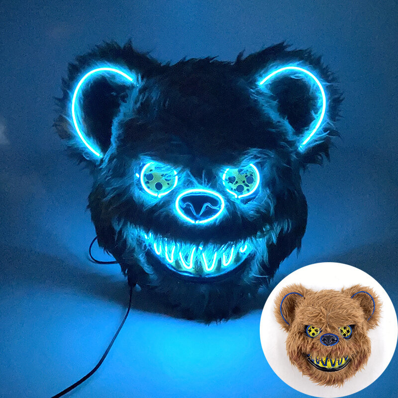 Uusi muotoilu Scary Neon Hehkuva Party Bloody Rabbit Cosplay Bunny Mask Halloween Carnival Puku Valoisa Rekvisiitta Party LED Mask hinta ja tiedot | Juhlakoristeet | hobbyhall.fi