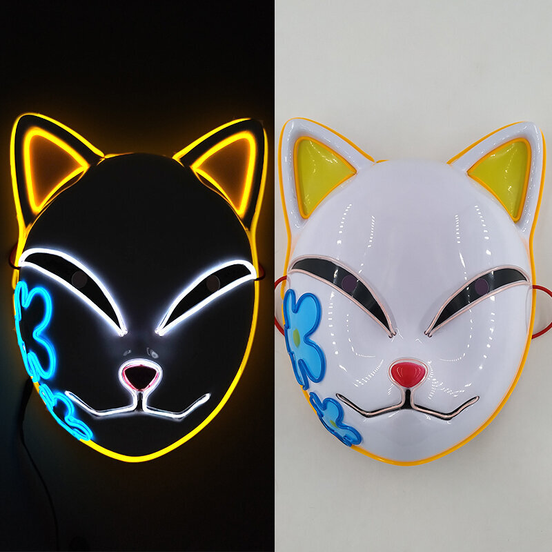 Luminous Party Mask Cosplay Japanilainen Anime Fox Horror Face Joker Predator Seksikäs pupu hehkuva LED-naamio halloween jouluksi hinta ja tiedot | Juhlakoristeet | hobbyhall.fi