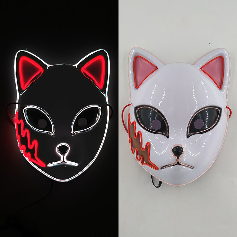 Luminous Party Mask Cosplay Japanilainen Anime Fox Horror Face Joker Predator Seksikäs pupu hehkuva LED-naamio halloween jouluksi hinta ja tiedot | Juhlakoristeet | hobbyhall.fi