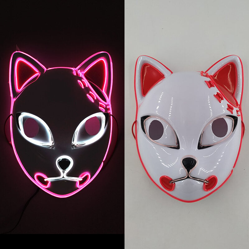 Luminous Party Mask Cosplay Japanilainen Anime Fox Horror Face Joker Predator Seksikäs pupu hehkuva LED-naamio halloween jouluksi hinta ja tiedot | Juhlakoristeet | hobbyhall.fi