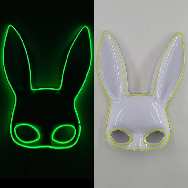 Luminous Party Mask Cosplay Japanilainen Anime Fox Horror Face Joker Predator Seksikäs pupu hehkuva LED-naamio halloween jouluksi hinta ja tiedot | Juhlakoristeet | hobbyhall.fi