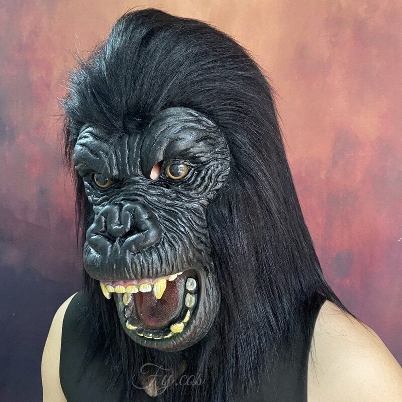 Gorilla-naamio Uutuus Monkey Orangutan -asu Cosplay Latex Animal Hauska kokonainen juhlahiusmekko musta Halloween aikuisille hinta ja tiedot | Juhlakoristeet | hobbyhall.fi