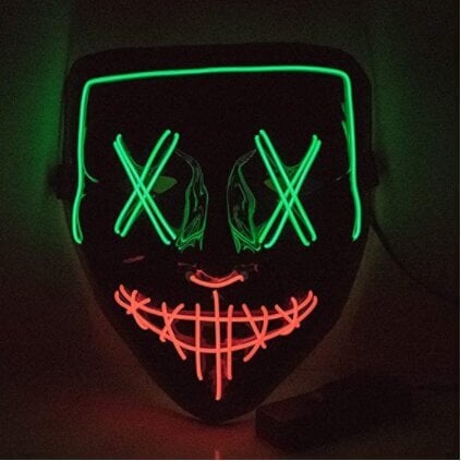 Halloween-naamio sekavärinen Led-naamio Party Naamiaismasquerade Maskit Neon Maske Light Glow In The Dark Kauhunaamio Hehkuva Naamio hinta ja tiedot | Juhlakoristeet | hobbyhall.fi