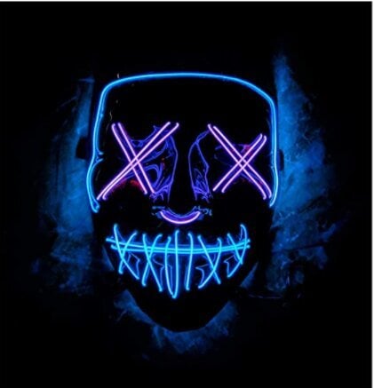 Halloween-naamio sekavärinen Led-naamio Party Naamiaismasquerade Maskit Neon Maske Light Glow In The Dark Kauhunaamio Hehkuva Naamio hinta ja tiedot | Juhlakoristeet | hobbyhall.fi