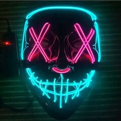 Halloween-naamio sekavärinen Led-naamio Party Naamiaismasquerade Maskit Neon Maske Light Glow In The Dark Kauhunaamio Hehkuva Naamio hinta ja tiedot | Juhlakoristeet | hobbyhall.fi