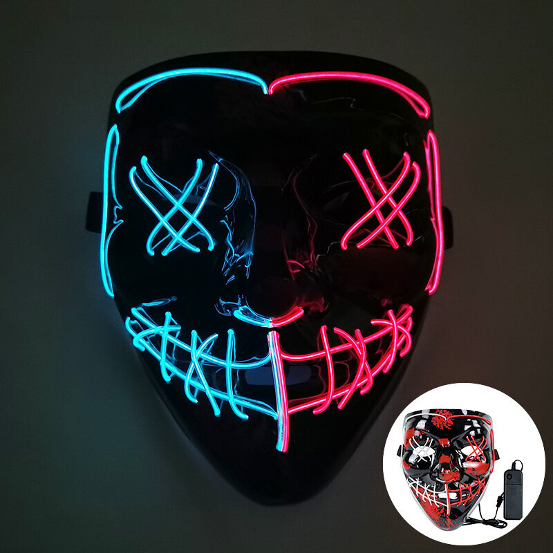 Scary Halloween Colplay Light Up Purge Mask Halloween Masquerade Party LED-kasvonaamiot lapsille Miesten Naisten Naamio Pimeässä Hehkuva hinta ja tiedot | Juhlakoristeet | hobbyhall.fi