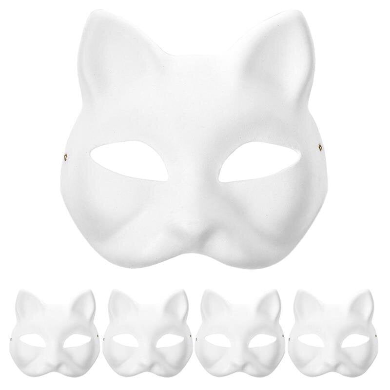 10/6/5/3 kpl Masquerade Cat Face Masks Tee-se-itse juhlanaamarit Rekvisiitta Maalattavat tyhjät naamarit Juhla-cosplay-tarvikkeet hinta ja tiedot | Juhlakoristeet | hobbyhall.fi