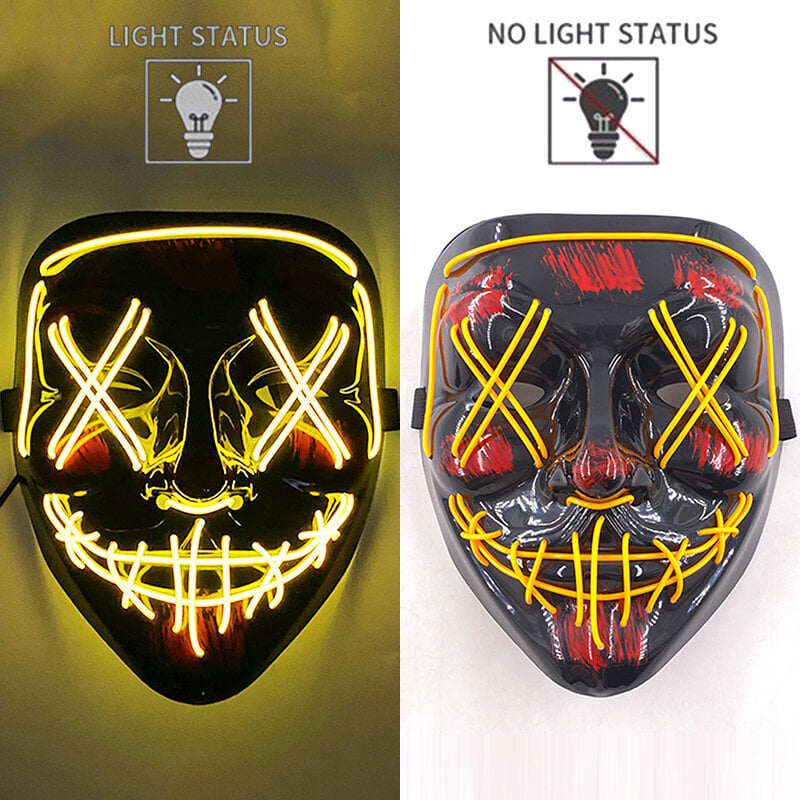 Uusi design Halloween Horror EL Neon Party Mask Cosplay LED Purge Maskit LED Valaisu Maskit Halloween Scary Juhlasisustus hinta ja tiedot | Juhlakoristeet | hobbyhall.fi