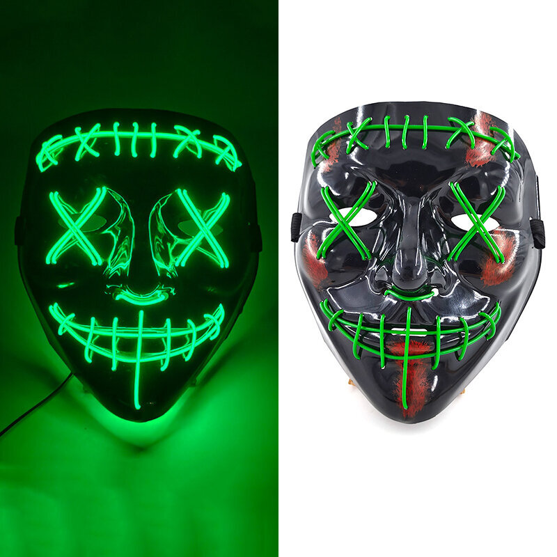 Uusi design Halloween Horror EL Neon Party Mask Cosplay LED Purge Maskit LED Valaisu Maskit Halloween Scary Juhlasisustus hinta ja tiedot | Juhlakoristeet | hobbyhall.fi