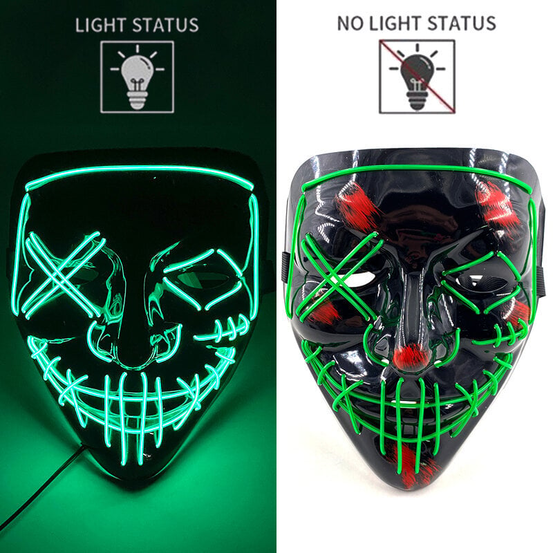 Uusi design Halloween Horror EL Neon Party Mask Cosplay LED Purge Maskit LED Valaisu Maskit Halloween Scary Juhlasisustus hinta ja tiedot | Juhlakoristeet | hobbyhall.fi