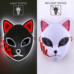 Anime Demon Slayer Kamado Tanjirou Cosplay Puku Rekvisiitta LED Hehkuva Naamio Anime Vaatteet Cosplay Sisustus Hauska EL Neon Mask hinta ja tiedot | Juhlakoristeet | hobbyhall.fi