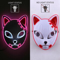 Anime Demon Slayer Kamado Tanjirou Cosplay Puku Rekvisiitta LED Hehkuva Naamio Anime Vaatteet Cosplay Sisustus Hauska EL Neon Mask hinta ja tiedot | Juhlakoristeet | hobbyhall.fi