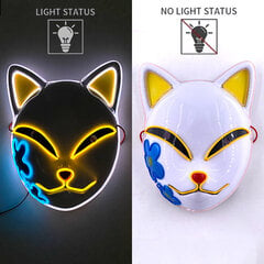 Anime Demon Slayer Kamado Tanjirou Cosplay Puku Rekvisiitta LED Hehkuva Naamio Anime Vaatteet Cosplay Sisustus Hauska EL Neon Mask hinta ja tiedot | Juhlakoristeet | hobbyhall.fi