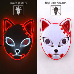 Anime Demon Slayer Kamado Tanjirou Cosplay Puku Rekvisiitta LED Hehkuva Naamio Anime Vaatteet Cosplay Sisustus Hauska EL Neon Mask hinta ja tiedot | Juhlakoristeet | hobbyhall.fi