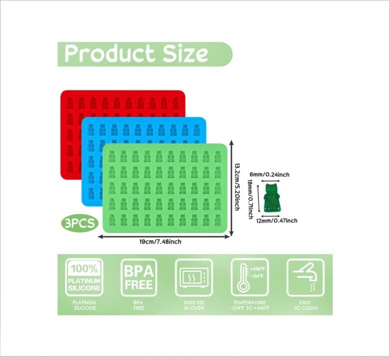 3 pakkainen kumimainen karhumuotti, mini silikonimuotti, tarttumaton suklaamuotti hinta ja tiedot | Uunivuoat ja leivontavälineet | hobbyhall.fi