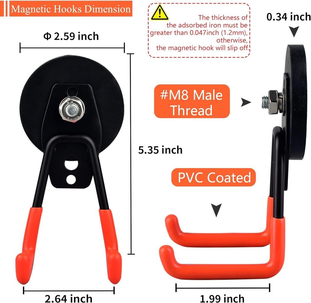 2 osainen iso magneettikoukku säilytykseen, luistamaton ulkokäyttöön tarkoitettu magneettikoukku hinta ja tiedot | Puutarhatyökalut | hobbyhall.fi