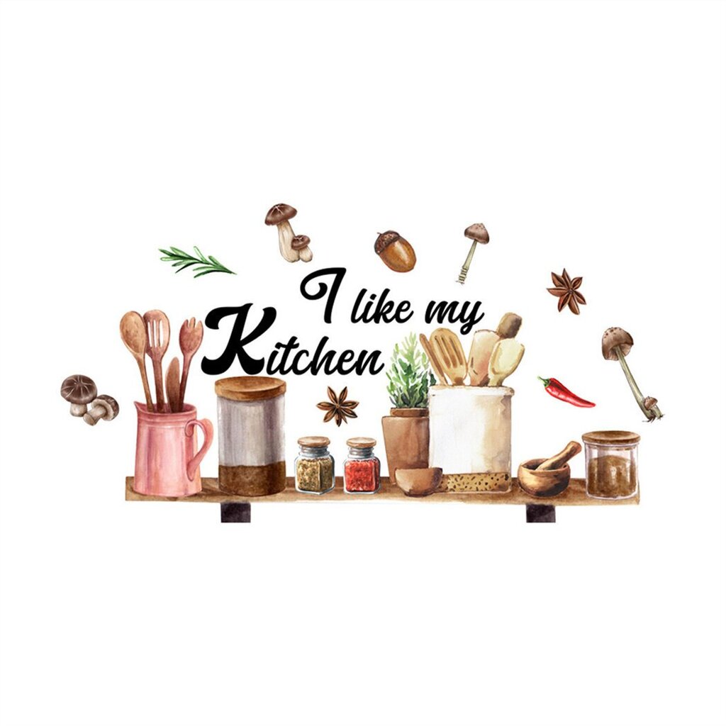 "I love my kitchen" itseliimautuva seinätarra, 1 kpl hinta ja tiedot | Koristeet ja tarrat | hobbyhall.fi