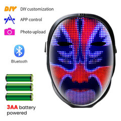 Bluetooth LED-naamio Täysvärinen kasvoja muuttava hehkuva naamio APP Control DIY-kuva ohjelmoitava naamio Party Cosplay joululahja hinta ja tiedot | Juhlakoristeet | hobbyhall.fi