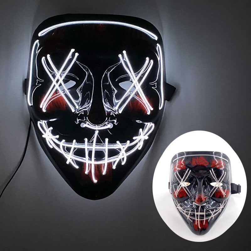 Halloween Hehkuva Pelottava Kasvonaamio Valoava LED Purge Mask Neon Light Up Horror Party Mask Cosplay-asutarvikkeet hinta ja tiedot | Juhlakoristeet | hobbyhall.fi