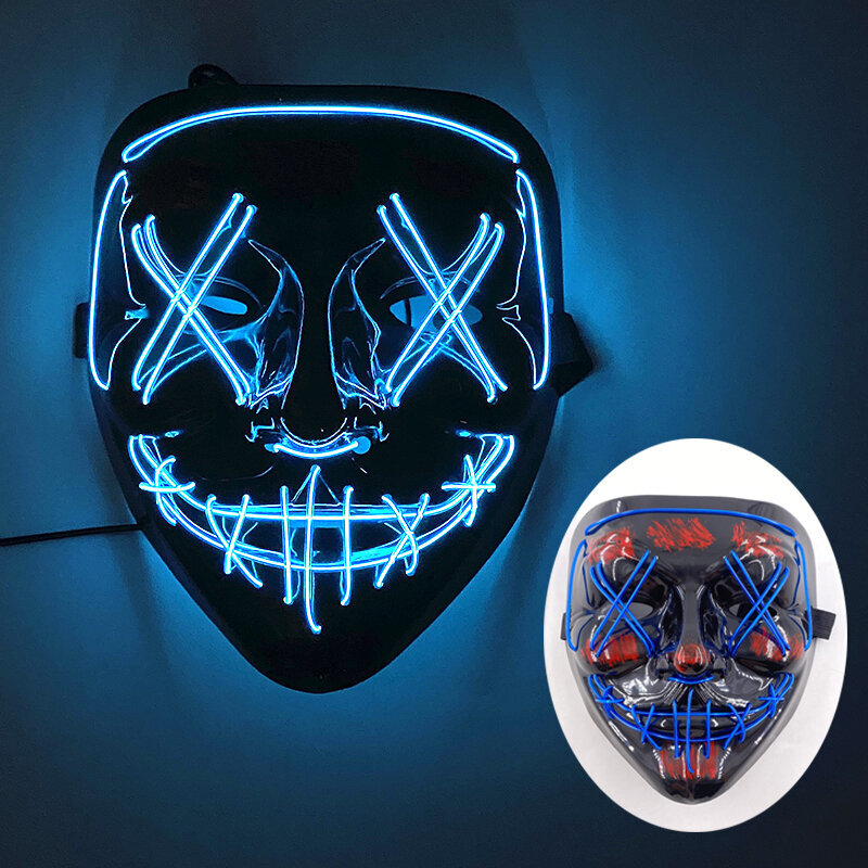 Halloween Hehkuva Pelottava Kasvonaamio Valoava LED Purge Mask Neon Light Up Horror Party Mask Cosplay-asutarvikkeet hinta ja tiedot | Juhlakoristeet | hobbyhall.fi