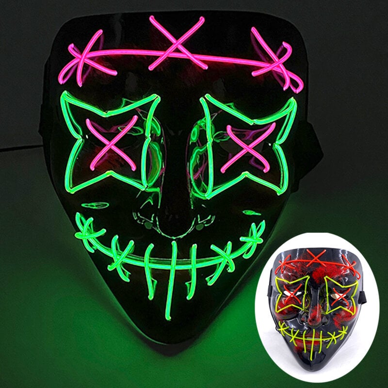 Halloween Hehkuva Pelottava Kasvonaamio Valoava LED Purge Mask Neon Light Up Horror Party Mask Cosplay-asutarvikkeet hinta ja tiedot | Juhlakoristeet | hobbyhall.fi