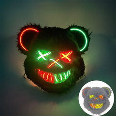 LED hehkuva Cosplay Bunny Bear kasvonaamio Pelottava Verinen Killer Mask Neon Horror Kanin Naamio Halloween Masque Juhlatarvikkeet hinta ja tiedot | Juhlakoristeet | hobbyhall.fi